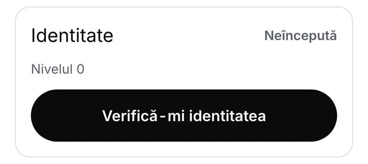 Secțiunea Identitate înainte de începerea verificării, marcată Neîncepută, cu butonul Verifică-mi identitatea